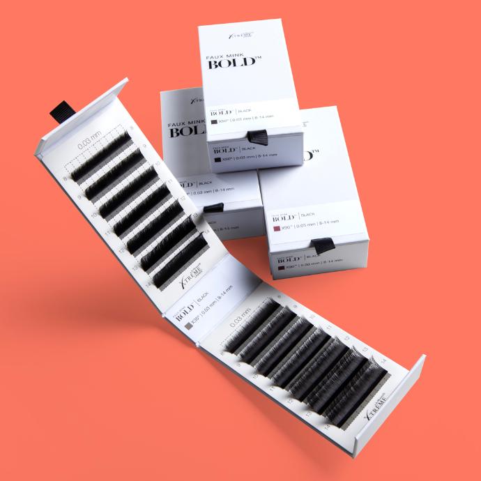 X40 Black Faux Mink Bold Lash Tray | 0.03 mm | 14 mm