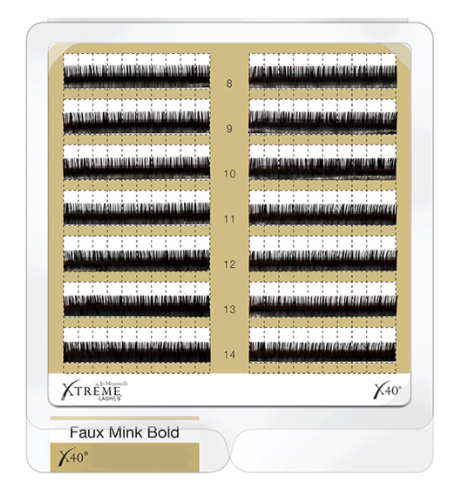 X40 Black Faux Mink Bold Lash Tray 0.20 7MM	