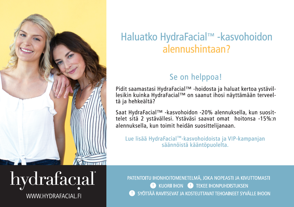 Hydrafacial VIP-kampanja mainos A5