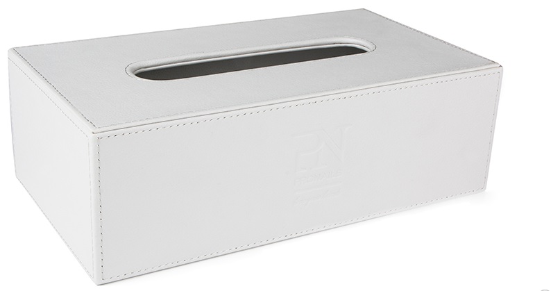 Pronails Tissue Box Leather Look - laatikko paperiliinoille, valkoista keinonahkaa