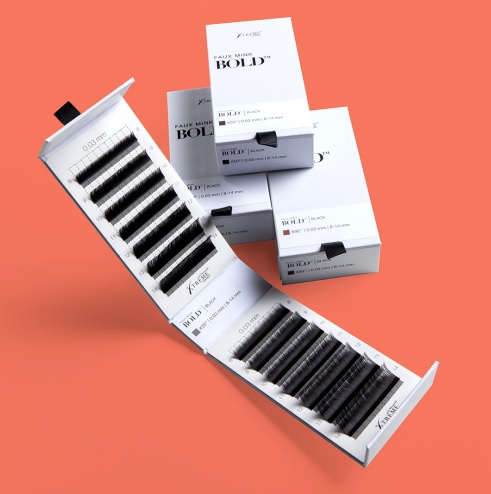 [49020307] X90 Black Faux Mink Bold Lash Tray | 0.03 mm | 7 mm