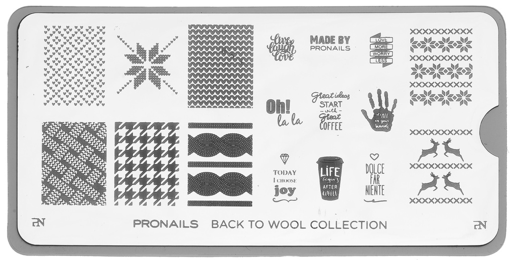 [28771] ProNails Stamping Plate Back To Wool Collection + Scraper