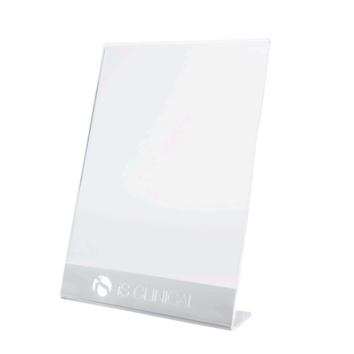 iS Clinical Silver and Clear Acrylic Ad Holder